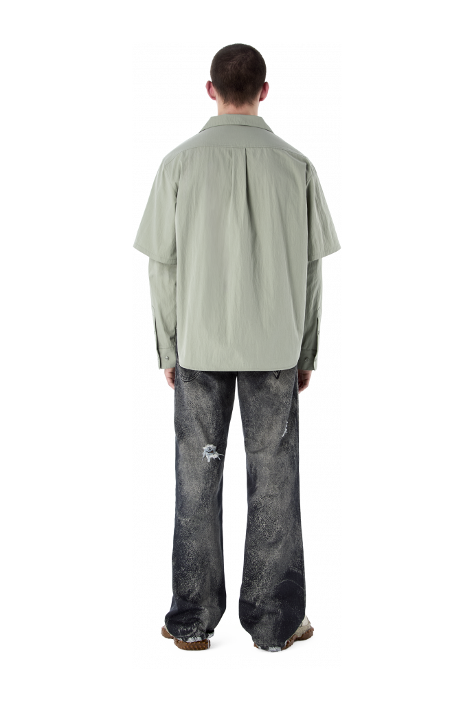LAYERED HYBRID SHIRT GRAY SHIRT