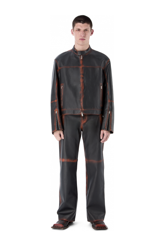 LEATHER MOTO JACKET SCHWARZ