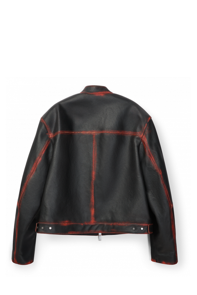 Back view of LEATHER MOTO JACKET BLACK