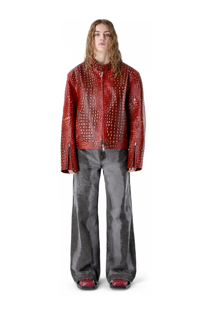 LEATHER MOTO JACKET RED