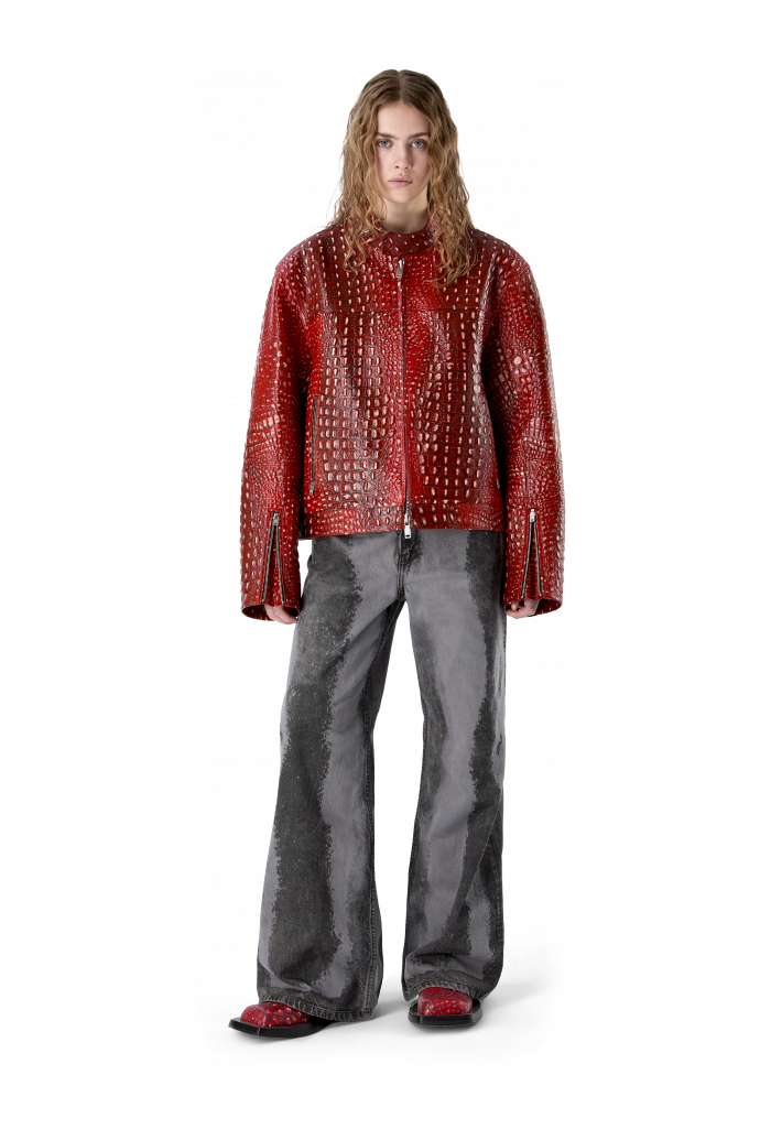 LEATHER MOTO JACKET RED