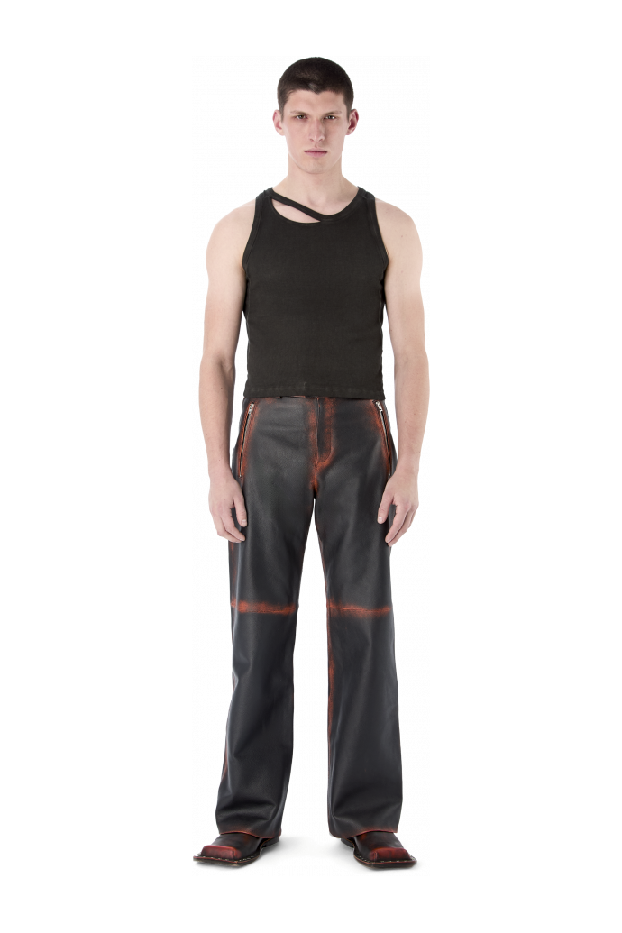 LEATHER MOTO TROUSERS NEGRO