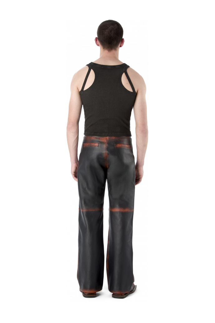 LEATHER MOTO TROUSERS NEGRO