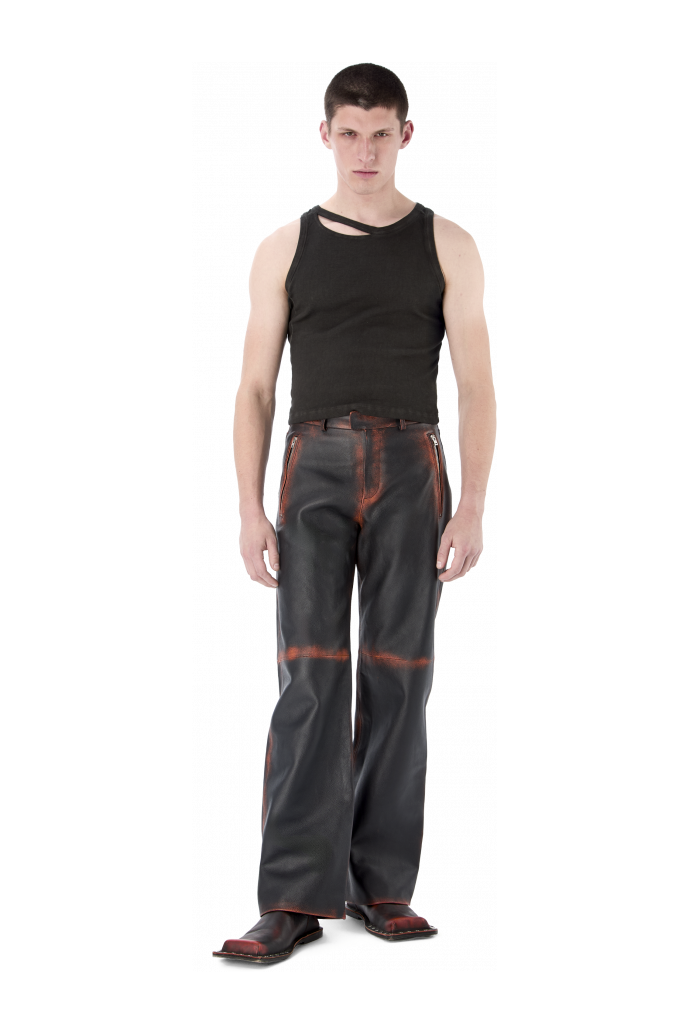 LEATHER MOTO TROUSERS NEGRO