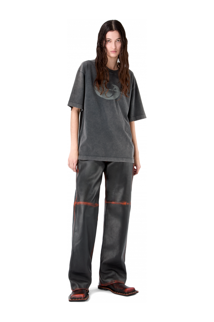 LEATHER MOTO TROUSERS BLACK