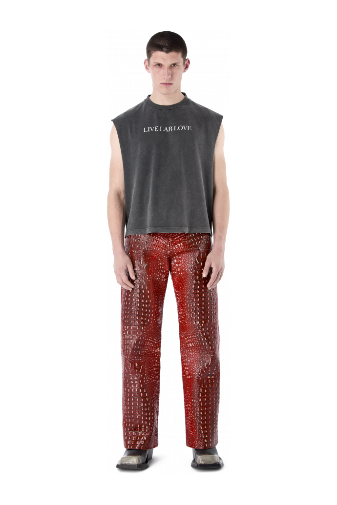 LEATHER MOTO TROUSERS ROJO
