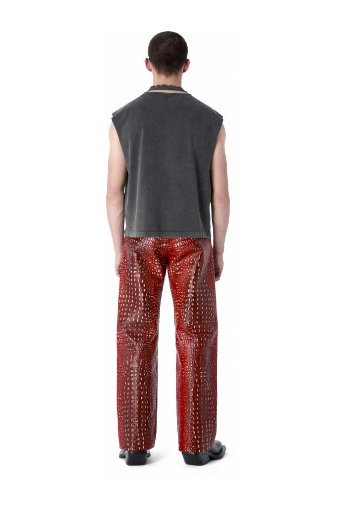 LEATHER MOTO TROUSERS ROJO