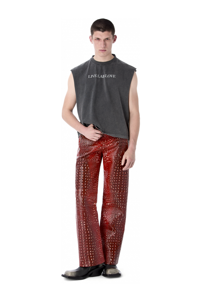 LEATHER MOTO TROUSERS ROJO