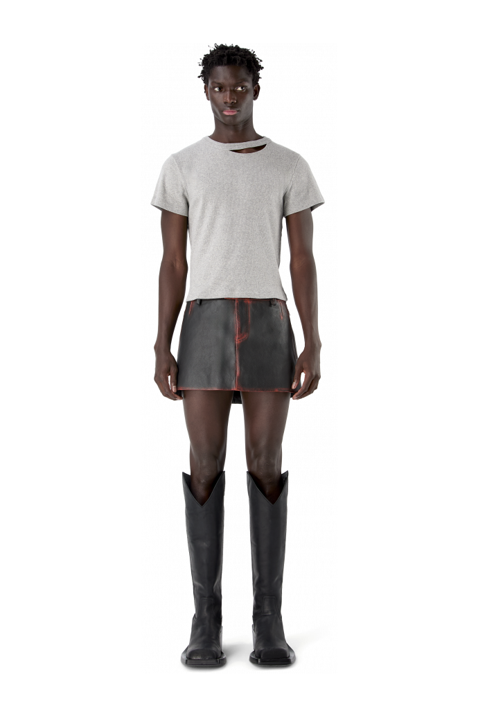 LEATHER MOTO MINI SKIRT NEGRO