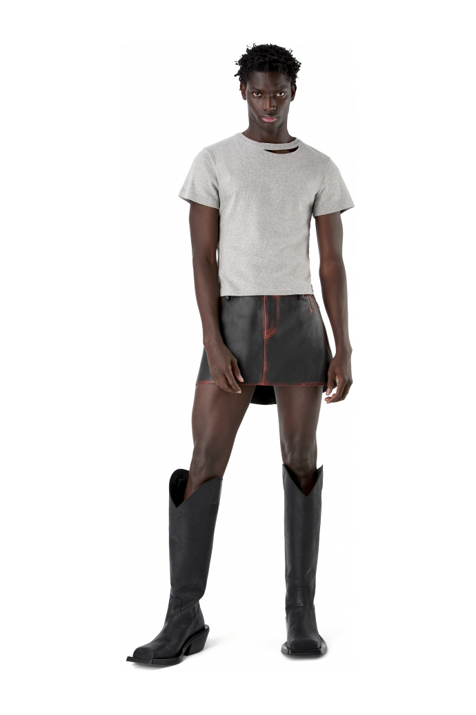 LEATHER MOTO MINI SKIRT NEGRO