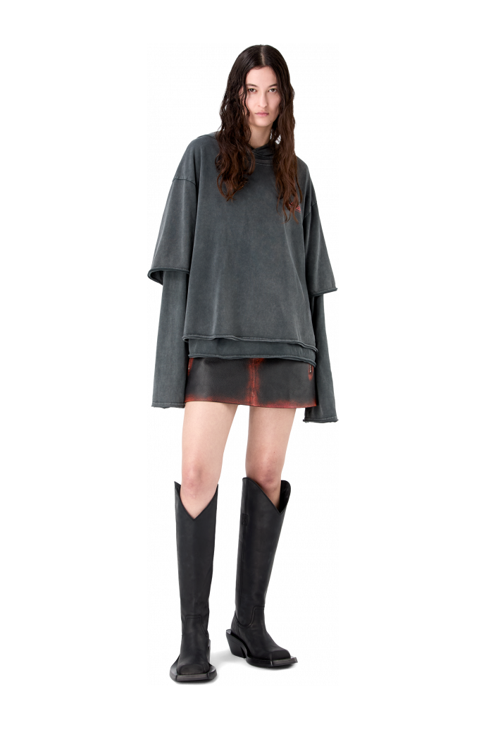 LEATHER MOTO MINI SKIRT BLACK