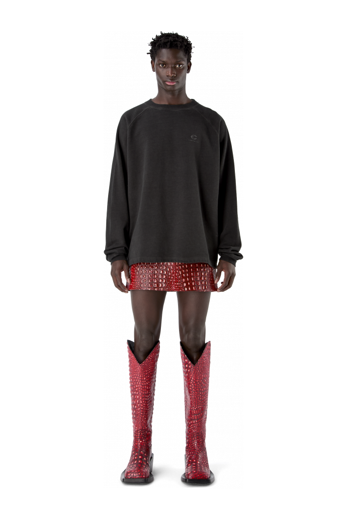 LEATHER MOTO MINI SKIRT ROJO