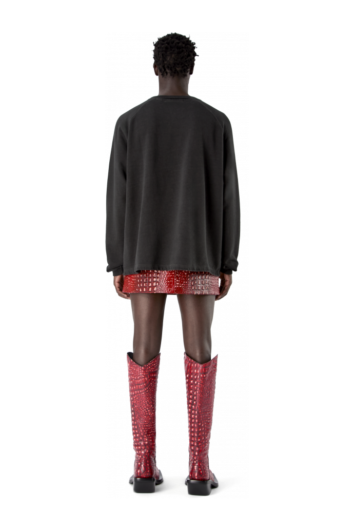 LEATHER MOTO MINI SKIRT ROJO