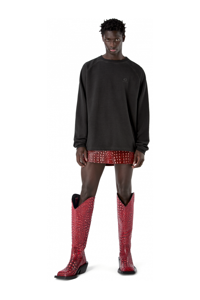 LEATHER MOTO MINI SKIRT ROJO