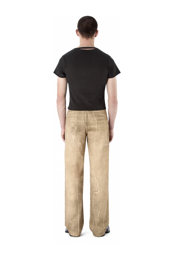 CUT-OUT RIBBED SLIM FIT T-SHIRT NERO SBIADITO