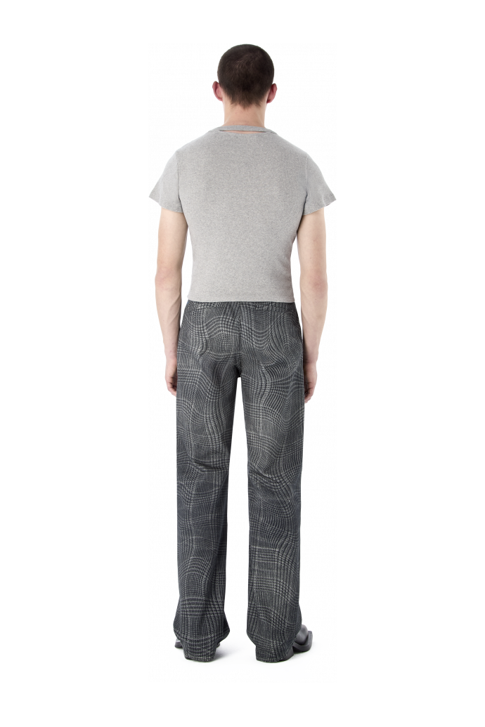 CUT-OUT RIBBED SLIM FIT T-SHIRT GRIGIO MELANGE