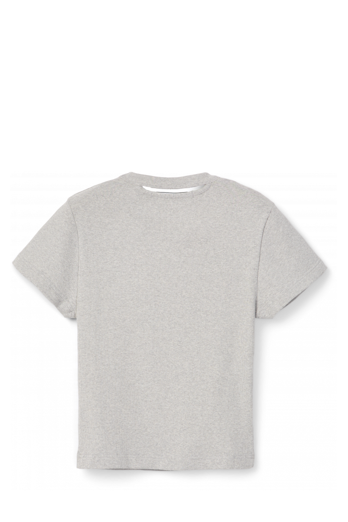 CUT-OUT RIBBED SLIM FIT T-SHIRT GRIGIO MELANGE