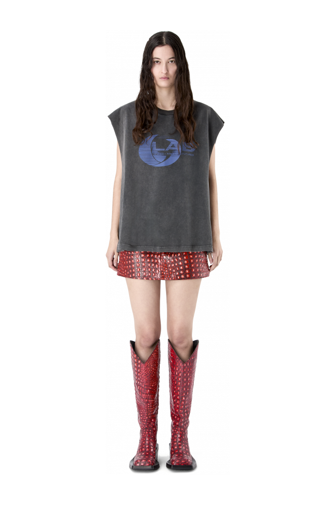 ARTWORK SLEEVELESS TANK TOP BLACK-INDIGO