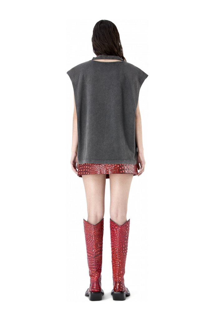 ARTWORK SLEEVELESS TANK TOP BLACK-INDIGO