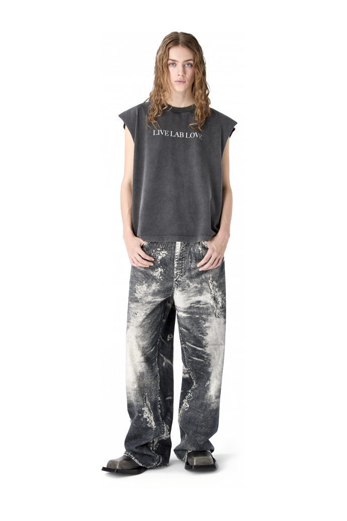 ARTWORK SLEEVELESS TANK TOP BLACK-Gray