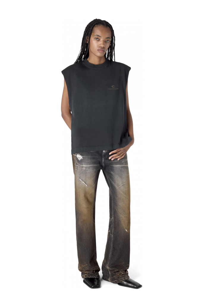 ARTWORK SLEEVELESS TANK TOP BLACK