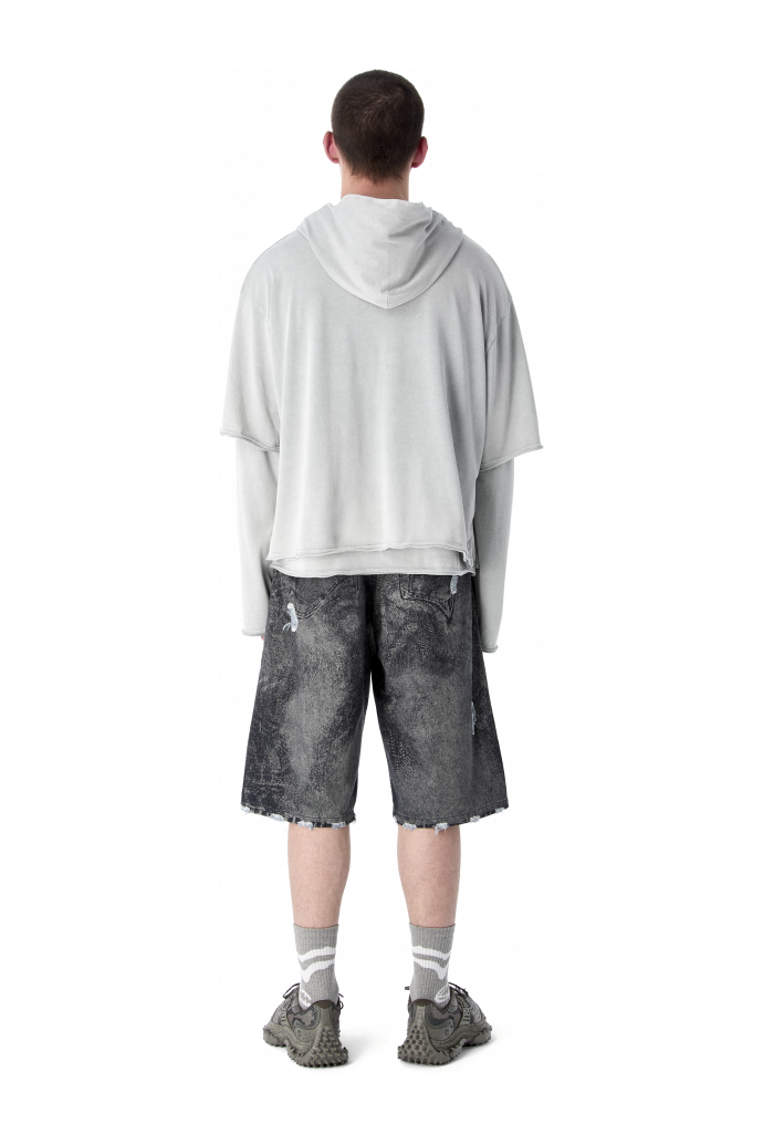 LAYERED JERSEY HOODIE Hellgrau