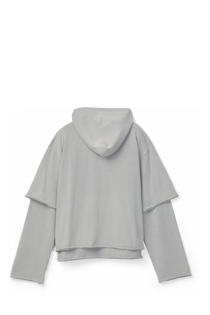 LAYERED JERSEY HOODIE Hellgrau