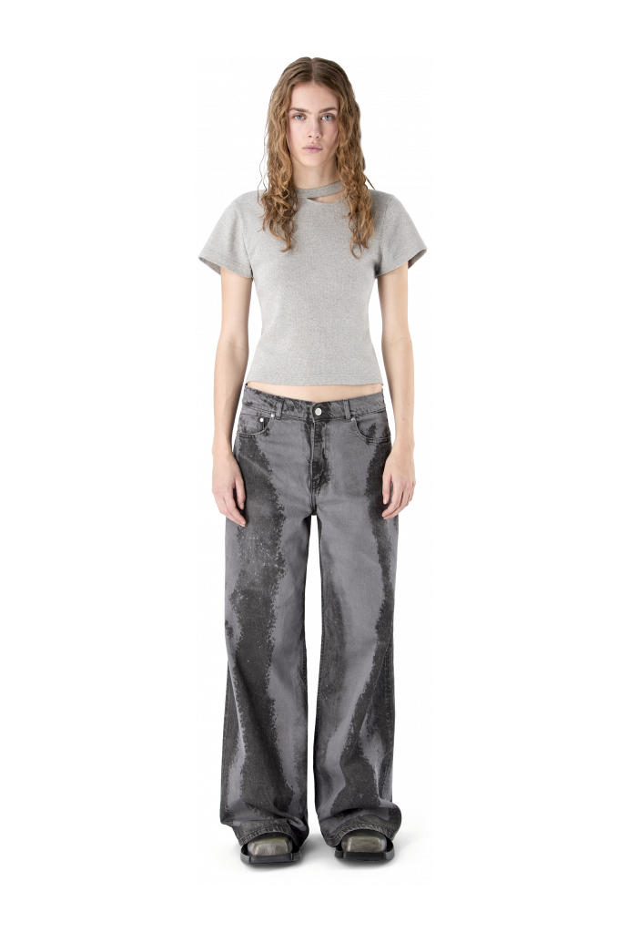 PAINT LASER BOOT CUT JEANS BLACK