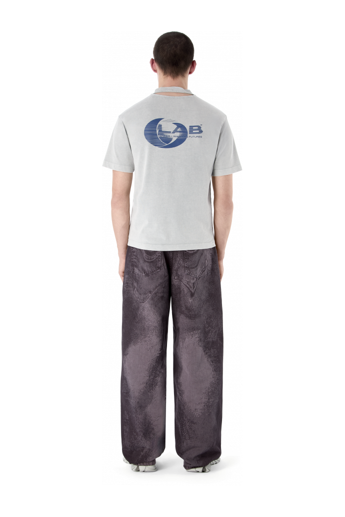 DISTORTED LASER LOOSE FIT JEANS BURGUNDY