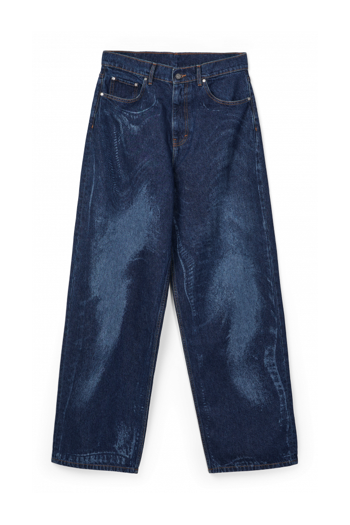 Side view of DISTORTED LASER LOOSE FIT JEANS BLUE