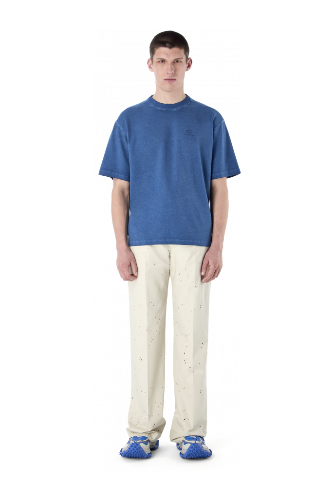 LOGO BOXY T-SHIRT INDACO SBIADITO