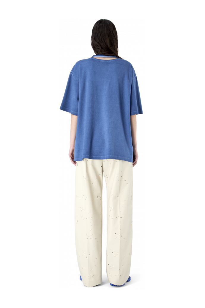 LOGO BOXY T-SHIRT VERVAAGD INDIGO