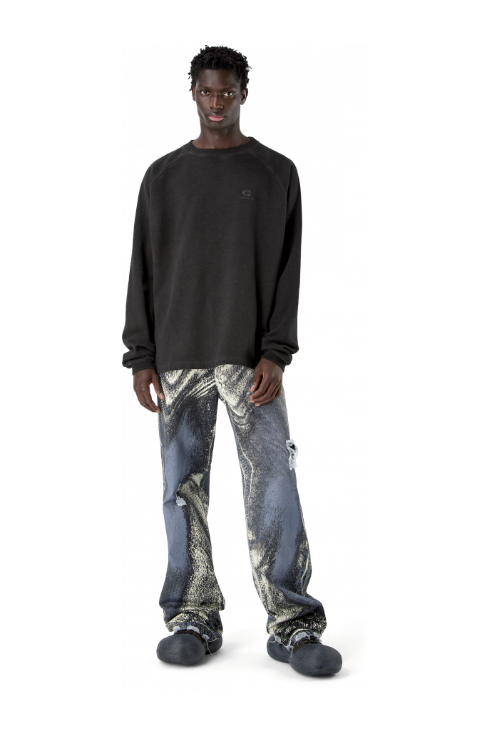 LOGO BOXY CREWNECK FADED BLACK