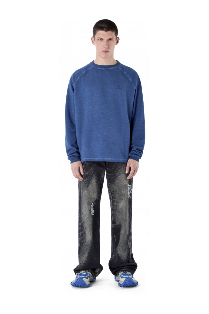 LOGO BOXY CREWNECK FADED INDIGO