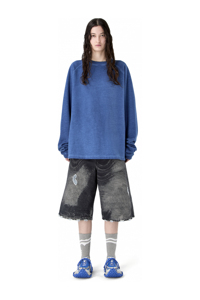 LOGO BOXY CREWNECK FADED INDIGO