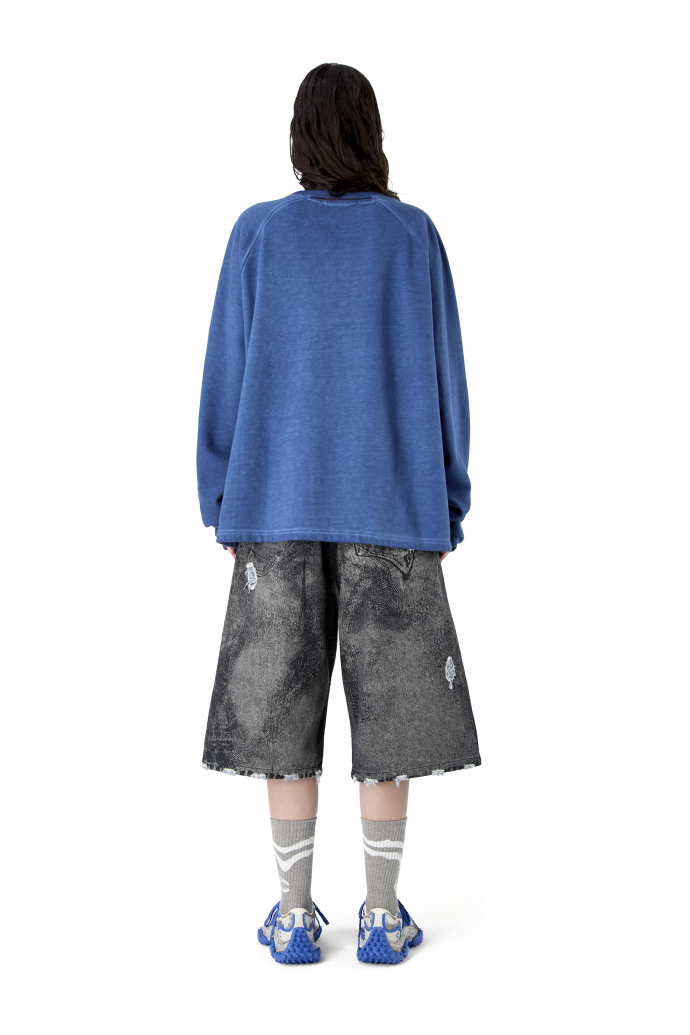 LOGO BOXY CREWNECK FADED INDIGO