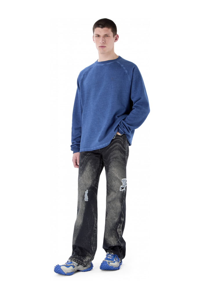 LOGO BOXY CREWNECK FADED INDIGO