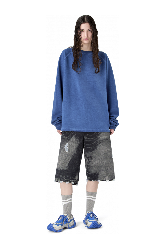 LOGO BOXY CREWNECK FADED INDIGO