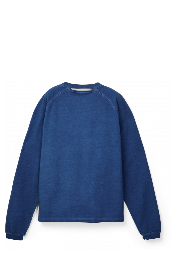 Back view of LOGO BOXY CREWNECK FADED INDIGO