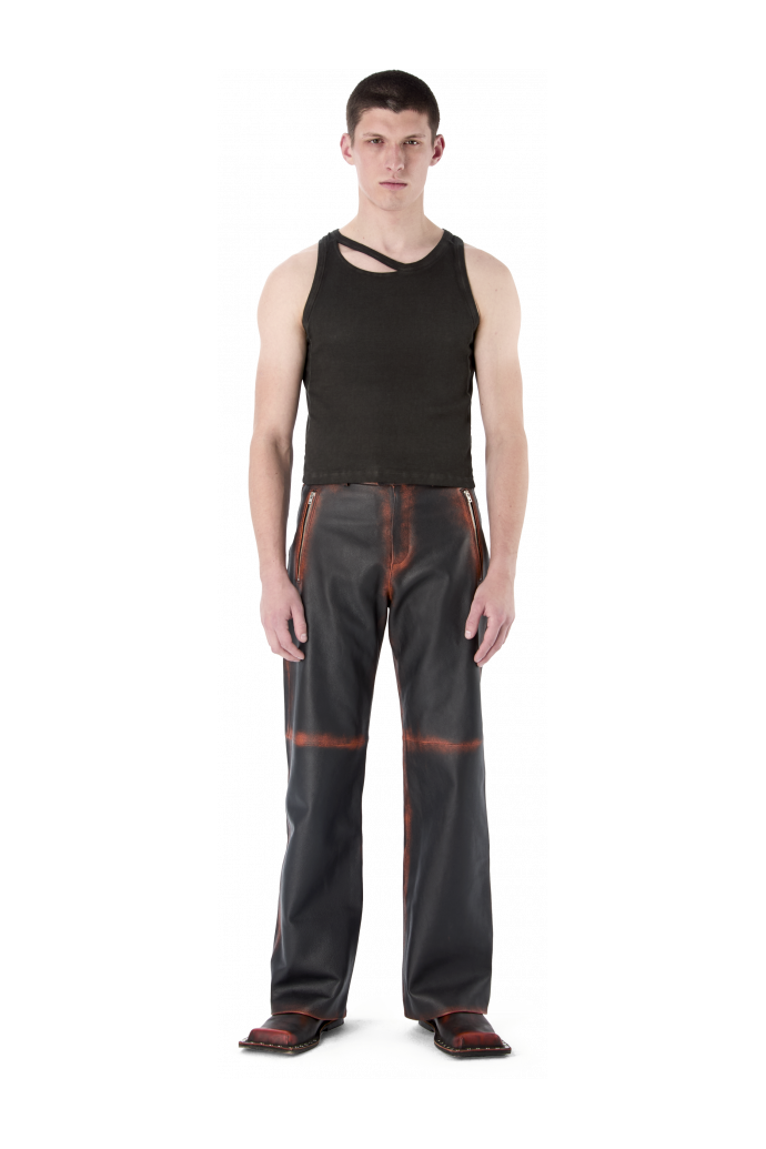 CUT-OUT RIBBED TANK TOP FADED BLACK