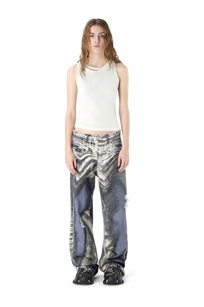 CUT-OUT RIBBED TANK TOP LICHTGRIJS