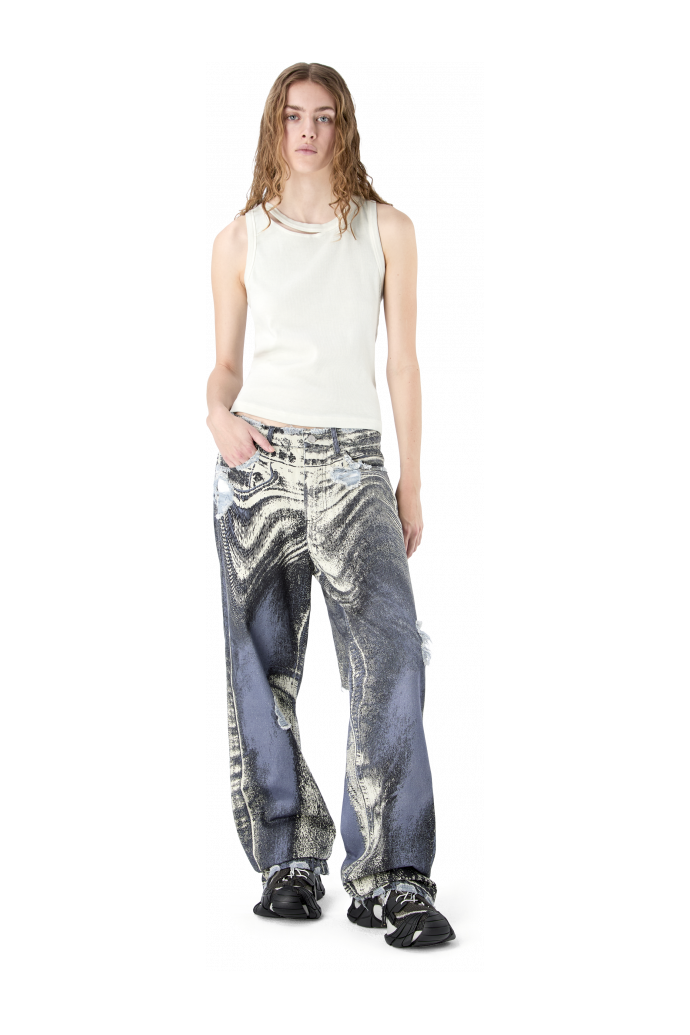 CUT-OUT RIBBED TANK TOP LICHTGRIJS