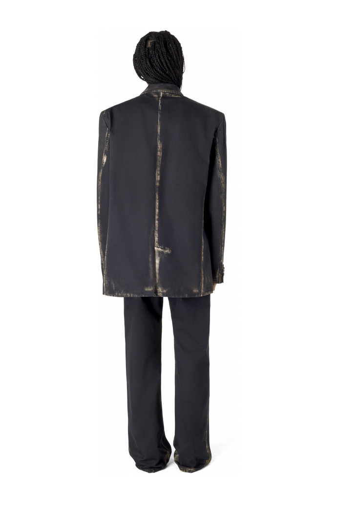 WASHED PRINT DENIM BLAZER WASHED PRINT DENIM BLAZER <br/>BLACK