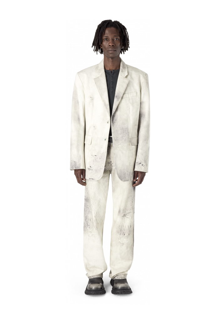 WASHED PRINT DENIM BLAZER DENIMBLAZER MET GEWASSEN PRINT<br/>GEBROKEN WIT