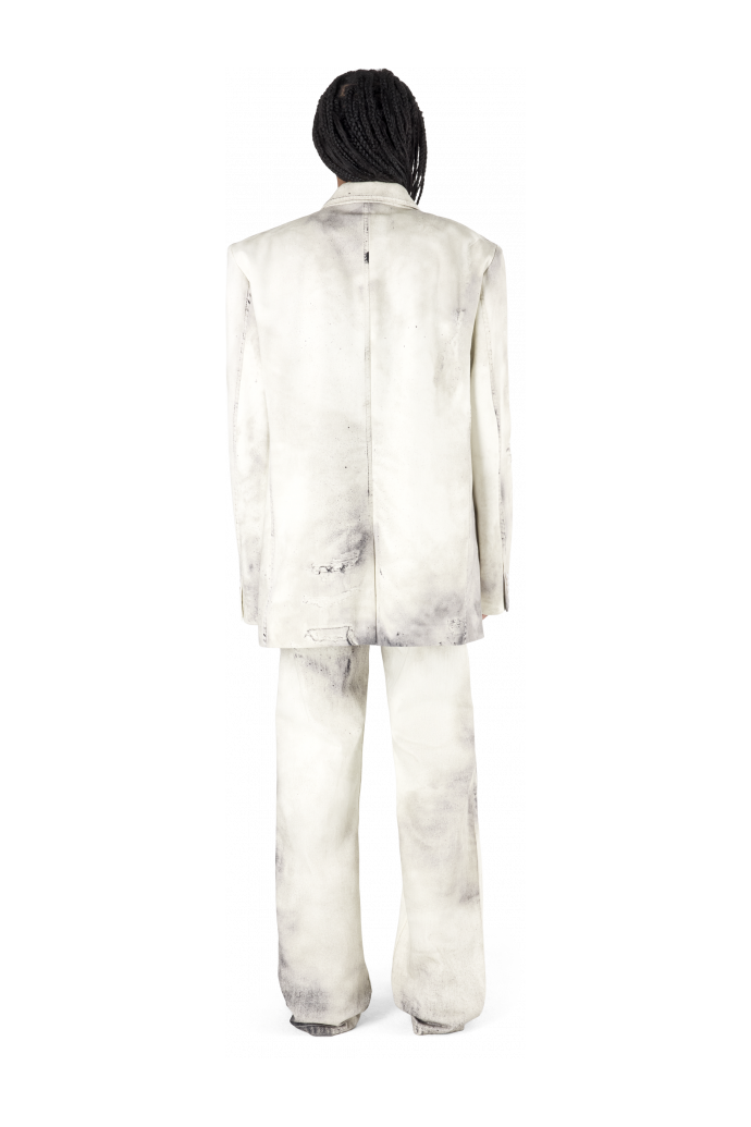 WASHED PRINT DENIM BLAZER WASHED PRINT DENIM BLAZER <br/>OFF WHITE