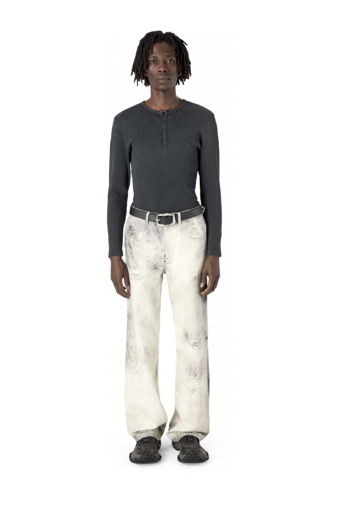 WASHED PRINT DENIM JEANS GEWASCHENE DENIM-JEANS MIT PRINT<br/>OFF-WHITE