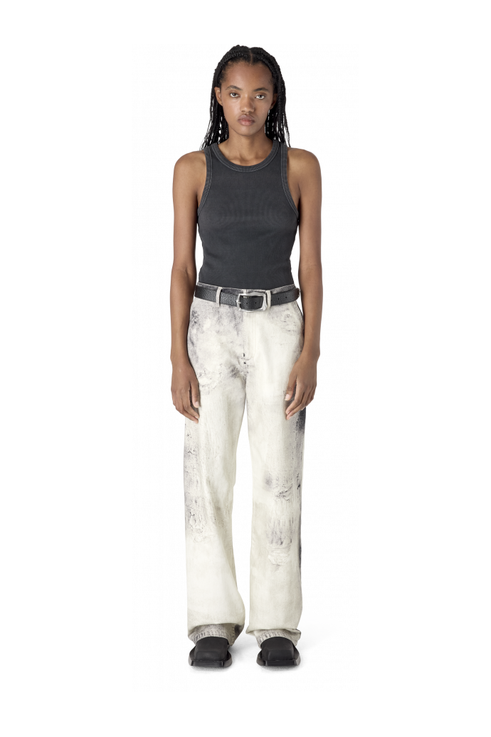 WASHED PRINT DENIM JEANS WASHED PRINT DENIM JEANS <br/>OFF WHITE