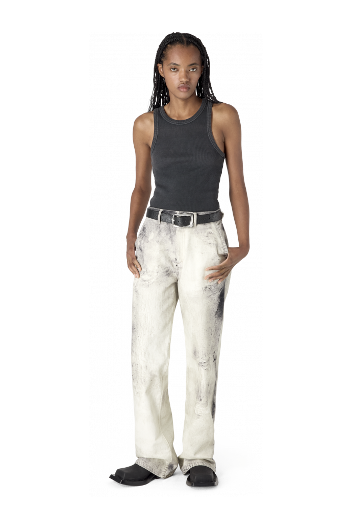 WASHED PRINT DENIM JEANS WASHED PRINT DENIM JEANS <br/>OFF WHITE