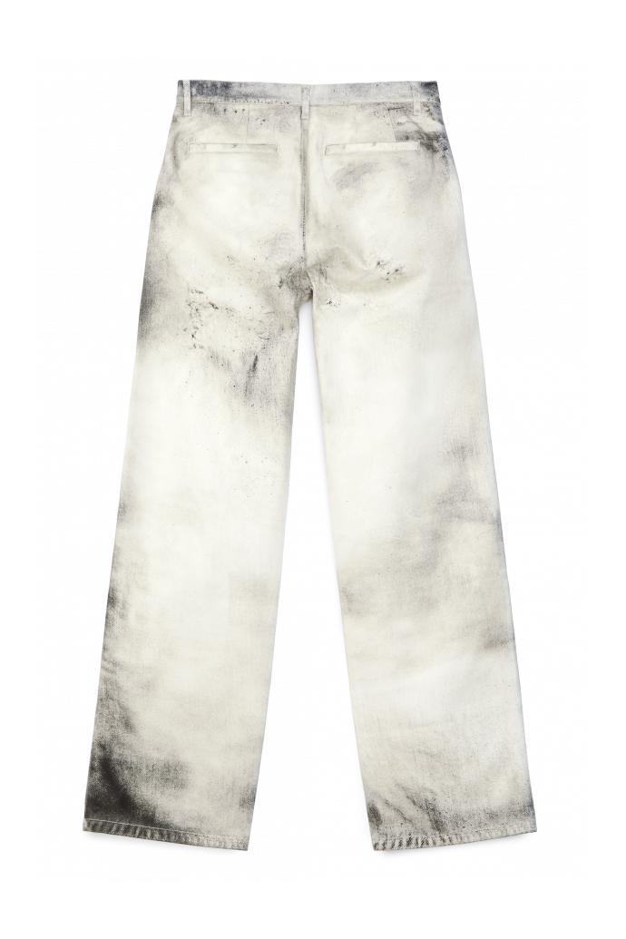 Back view of WASHED PRINT DENIM JEANS WASHED PRINT DENIM JEANS <br/>OFF WHITE