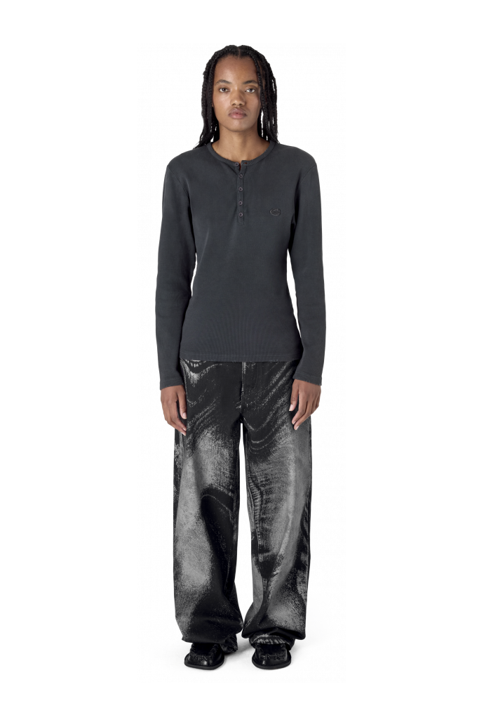 DISTORTED PRINT LOOSE JEANS DISTORTED PRINT LOOSE JEANS <br/>BLACK-GREY